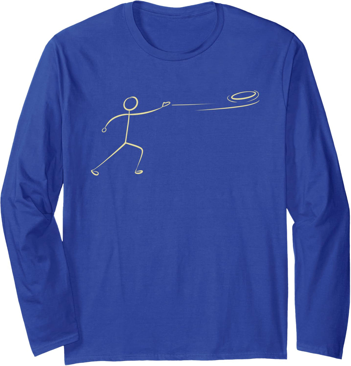 Funny Disc Golf Art For Men Women Stickman Disc Golf Lover Long Sleeve T-Shirt - Adult Unisex Royal Blue