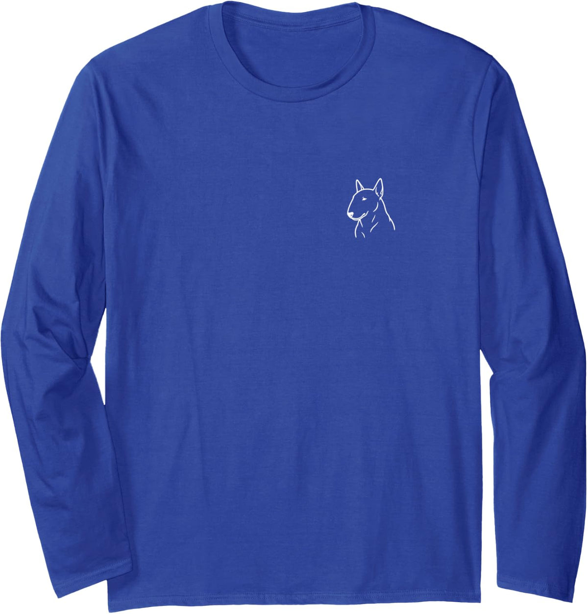 Bull Terrier Dog Lover Cute Minimalist Doodle Pocket Long Sleeve T-Shirt - Adult Unisex Royal Blue
