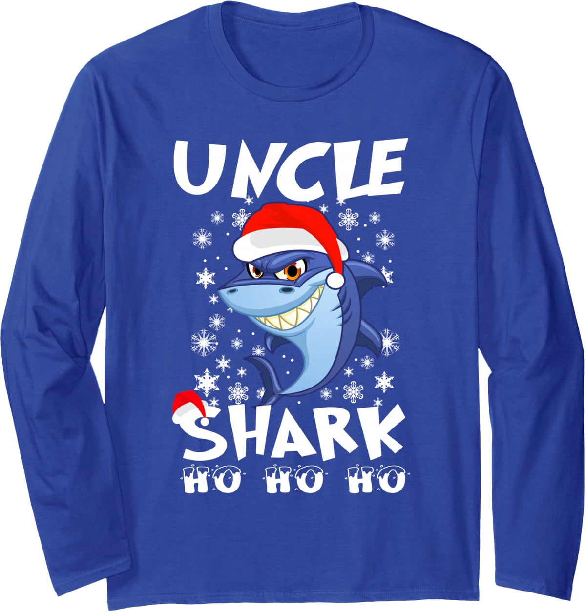 Uncle Shark Matching Family Group Funny Christmas Xmas Long Sleeve T-Shirt - Adult Unisex Royal Blue