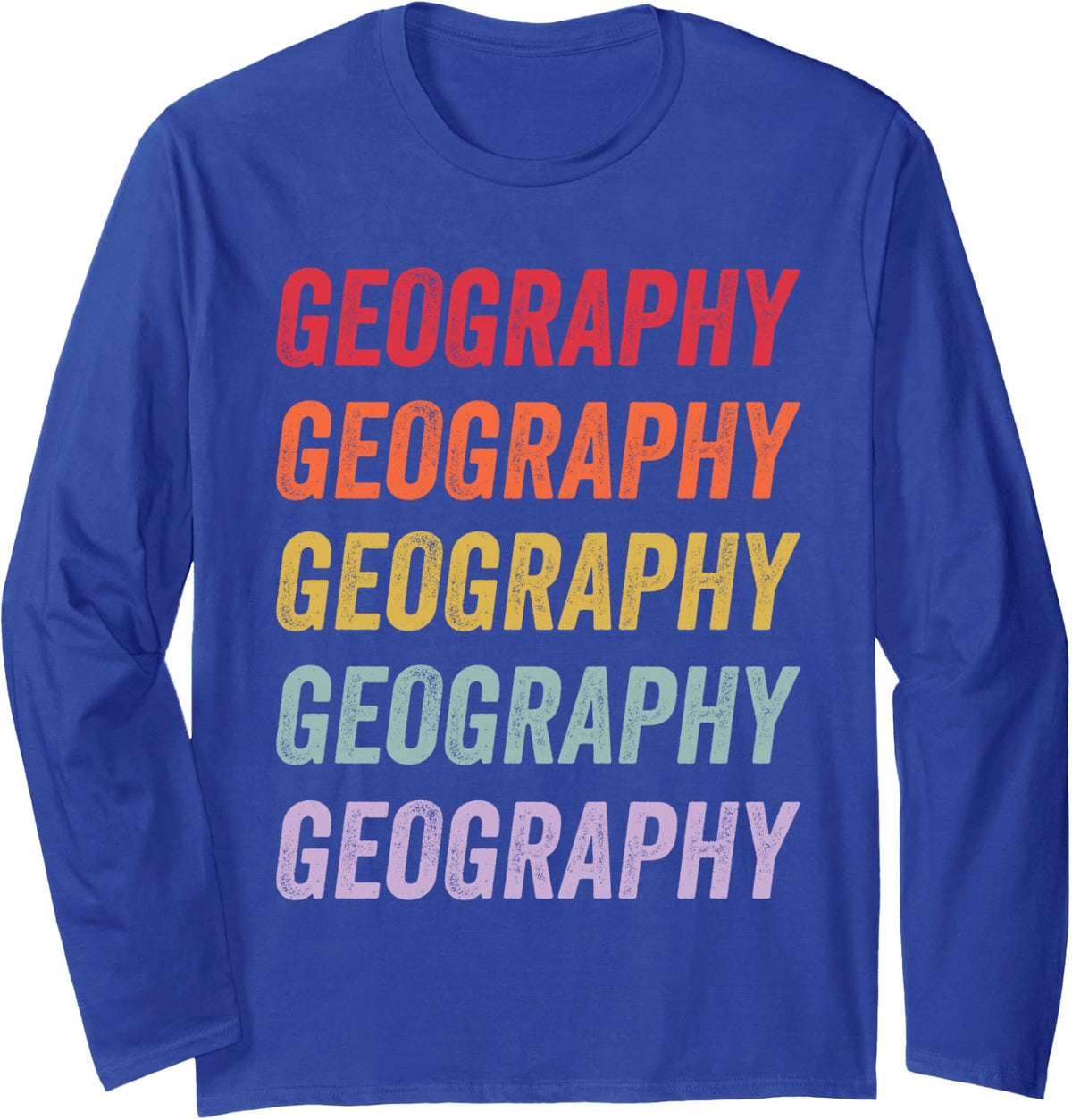 Geography Long Sleeve T-Shirt - Adult Unisex Royal Blue