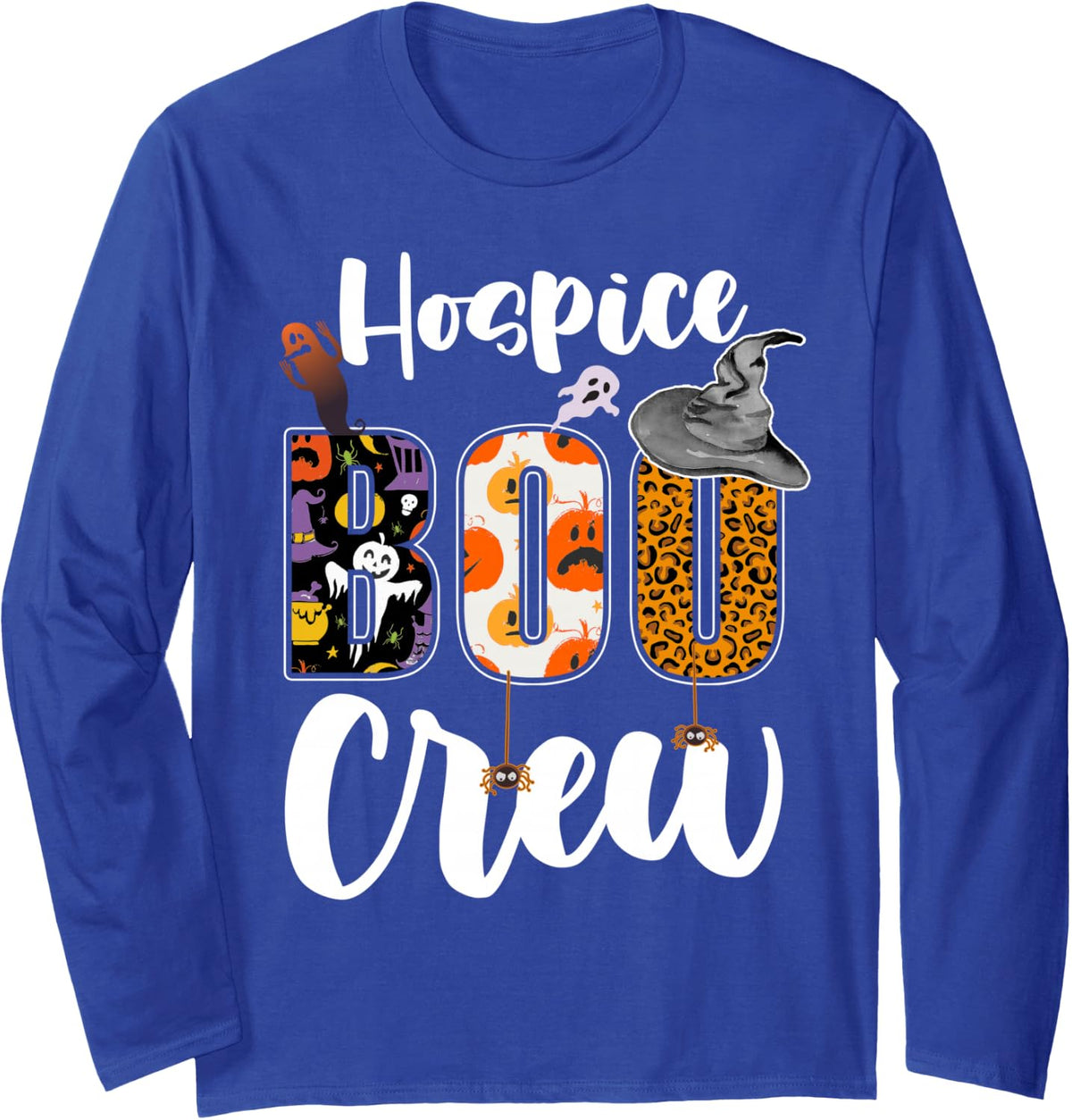 Hospice Boo Crew Halloween Costume Matching Long Sleeve T-Shirt - Adult Unisex Royal Blue