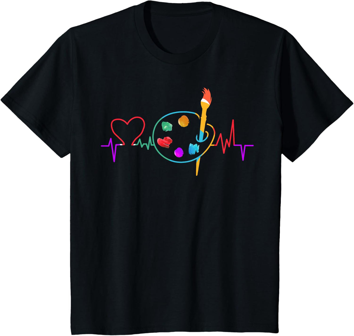 Funny Paint Palette Brush Artist Painter Gift Kids Men Women T-Shirt Small - Black