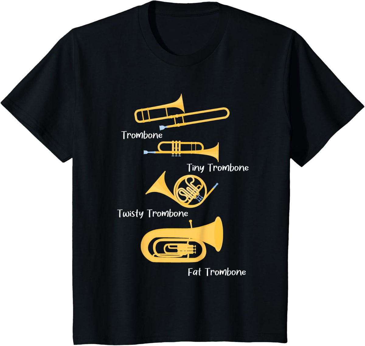Types Of Trombones - Trombonist Jazz Music Player T-Shirt - Black