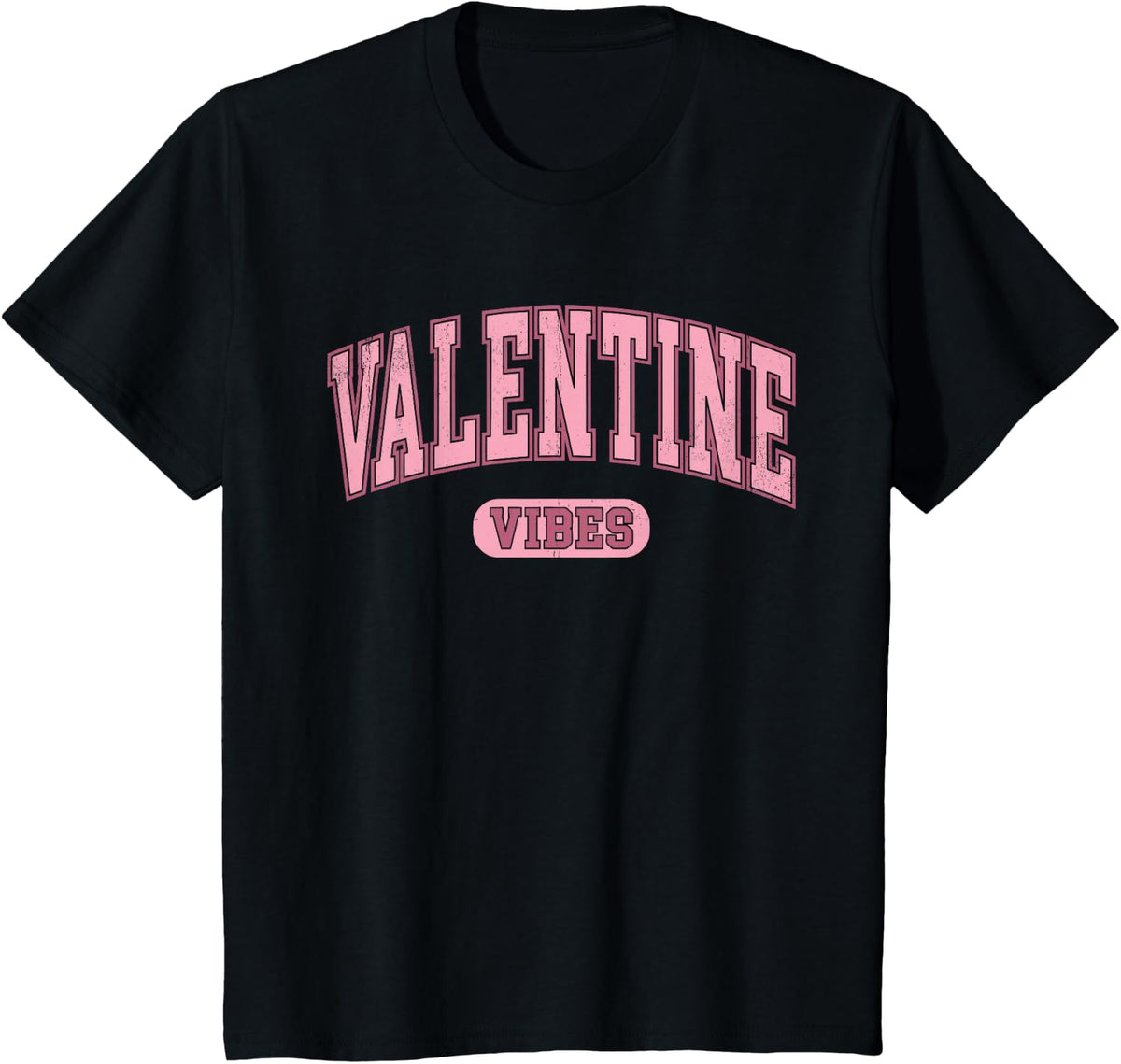 Vintage Valentine Vibes Valentines Day Pink Womens Girls Kid T-Shirt - Black