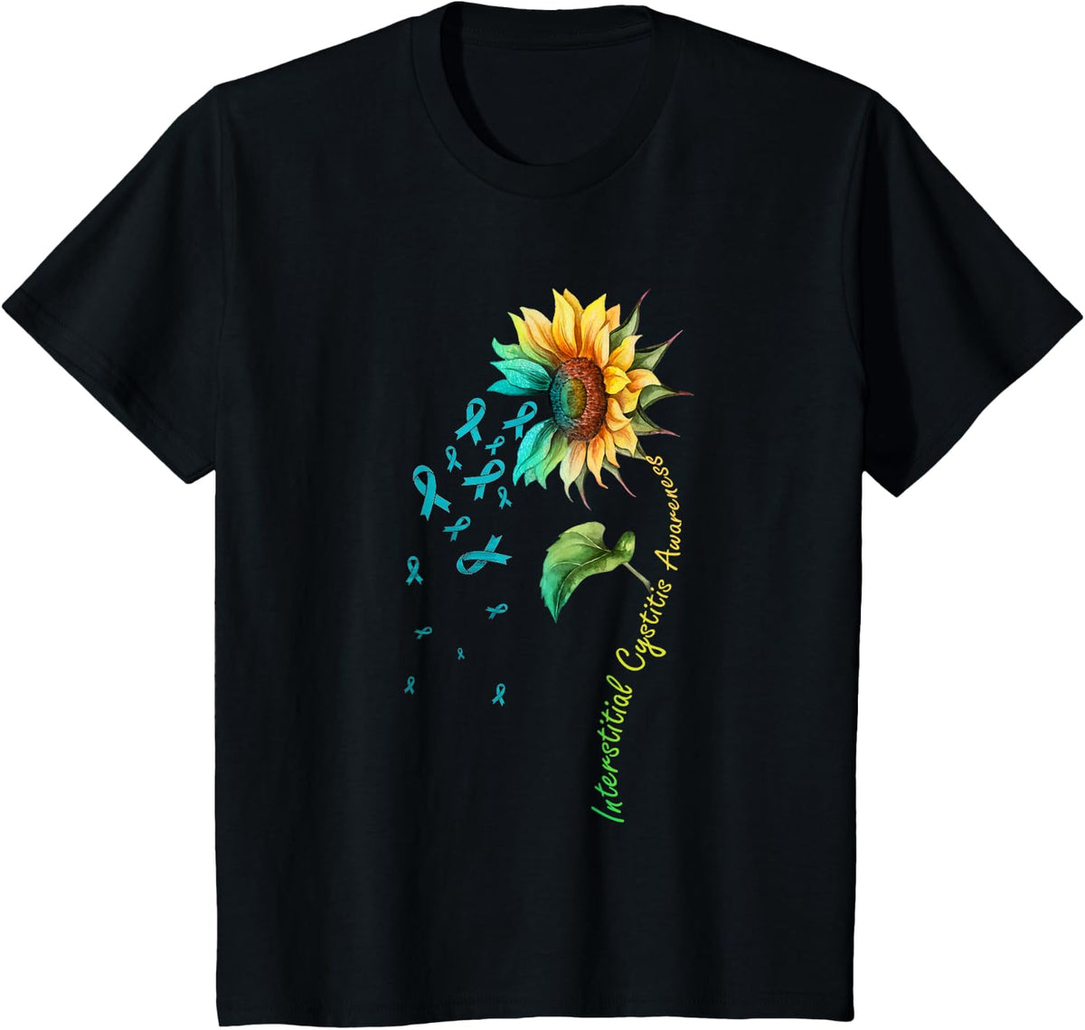 Interstitial Cystitis Awareness Sunflower Shirt T-Shirt - Black
