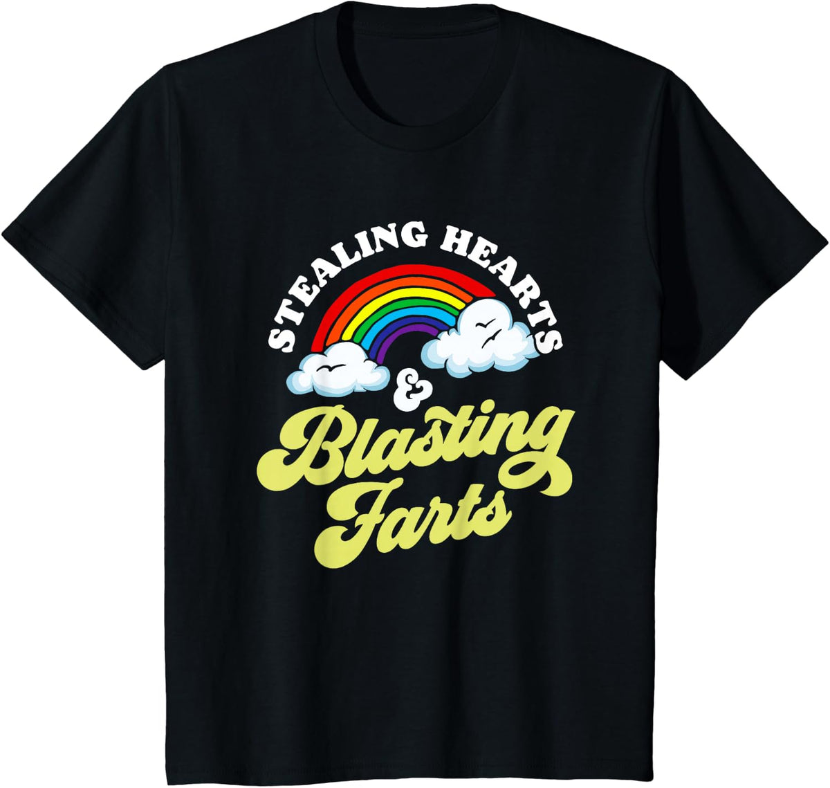 Stealing Hearts & Blasting Farts Funny Rainbow Valentines T-Shirt - Black