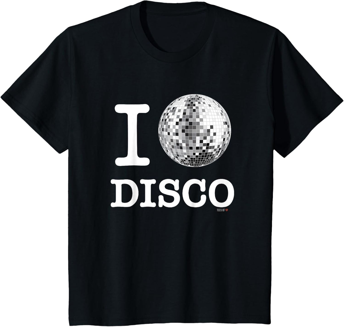 Official I Love Disco T-Shirt White Mirror Ball Tee Shirt T-Shirt - Black