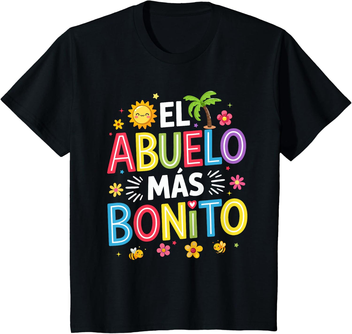 Spanish El Abuelo Más Bonito Father's Day Grandpa T-Shirt - Black
