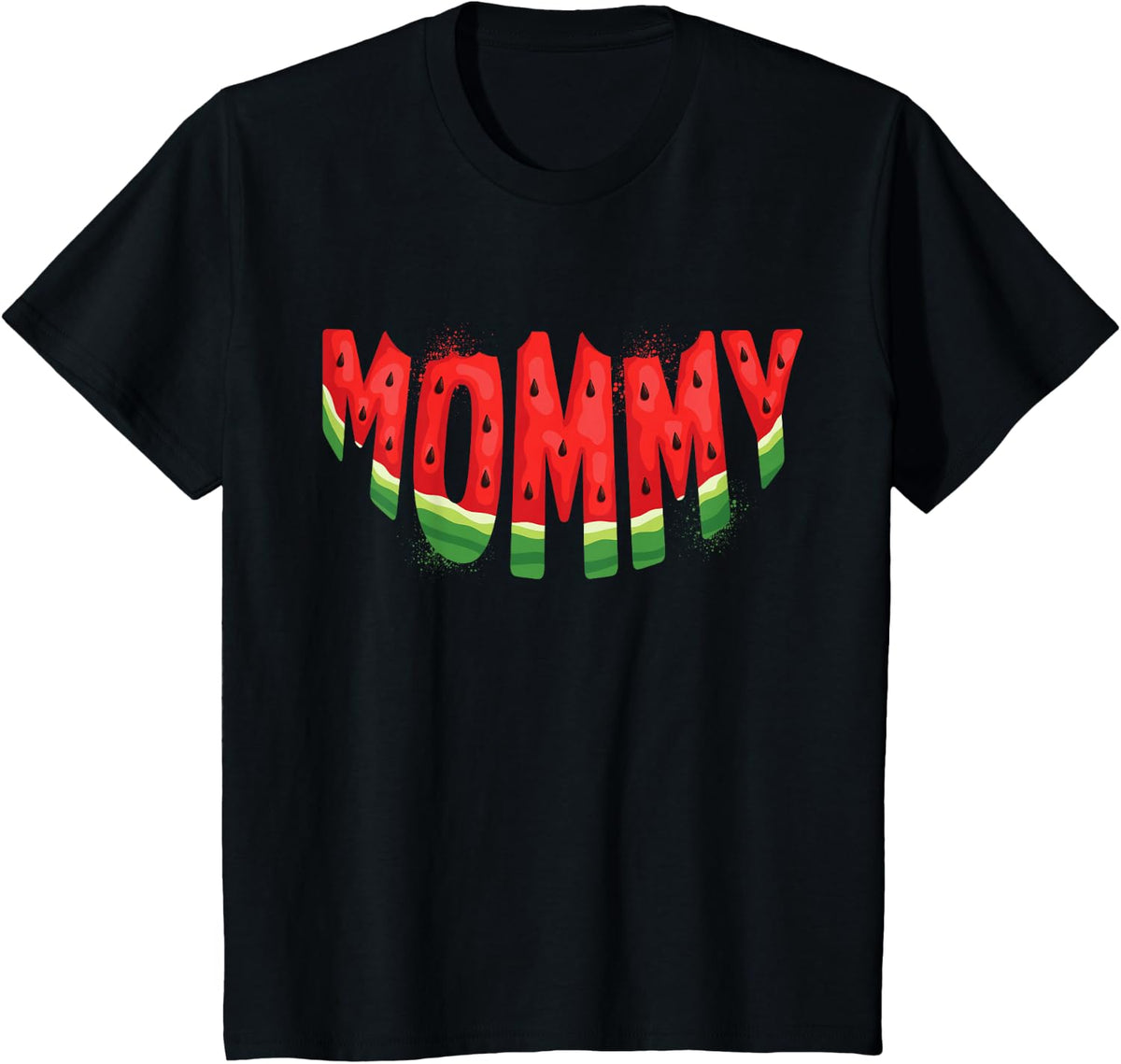 Mommy Watermelon Summer Fruit Family Matching Birthday Mom T-Shirt - Black