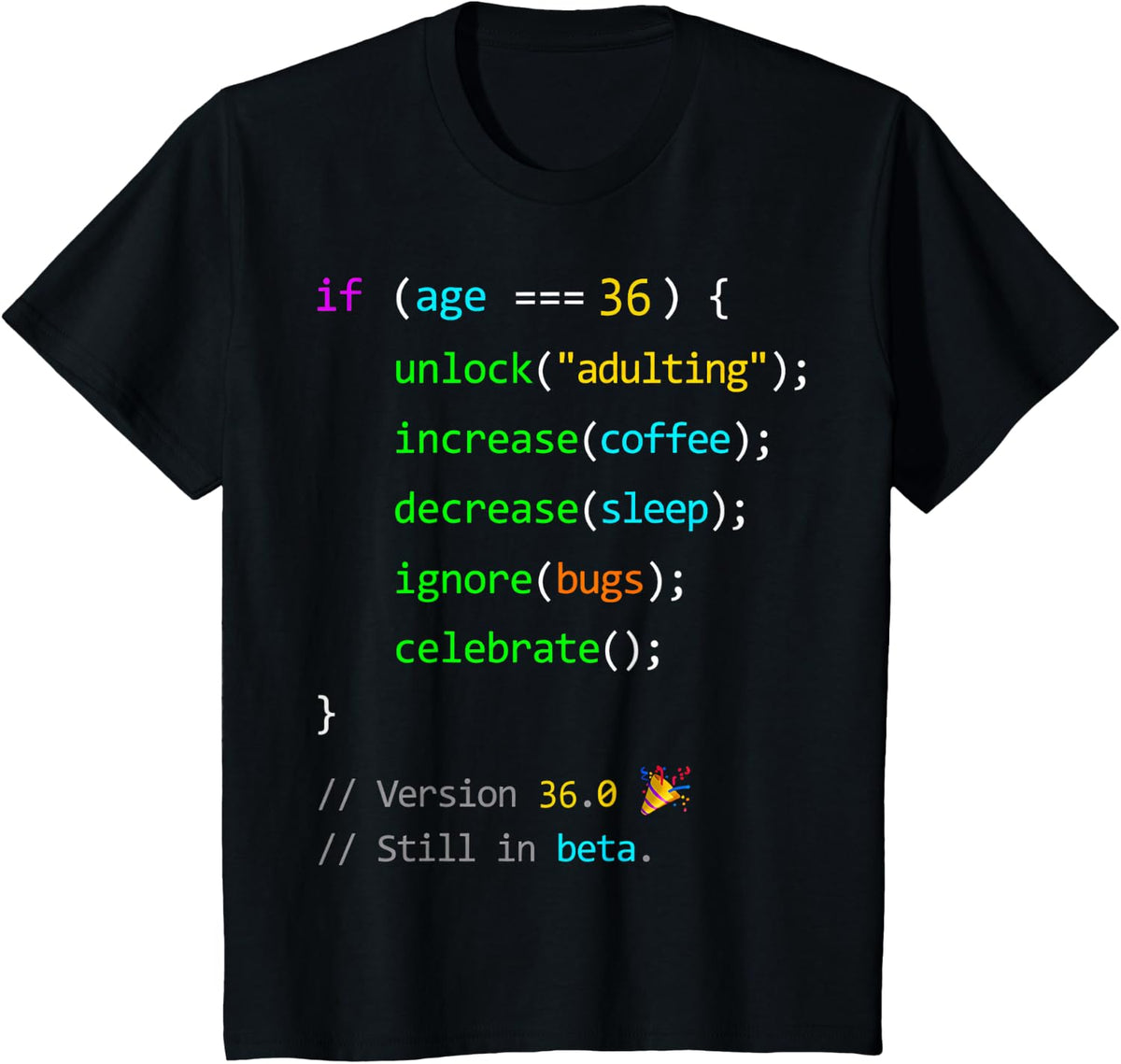 36th Birthday 36 Years Old Coder Humor Programmer Men T-Shirt - Black