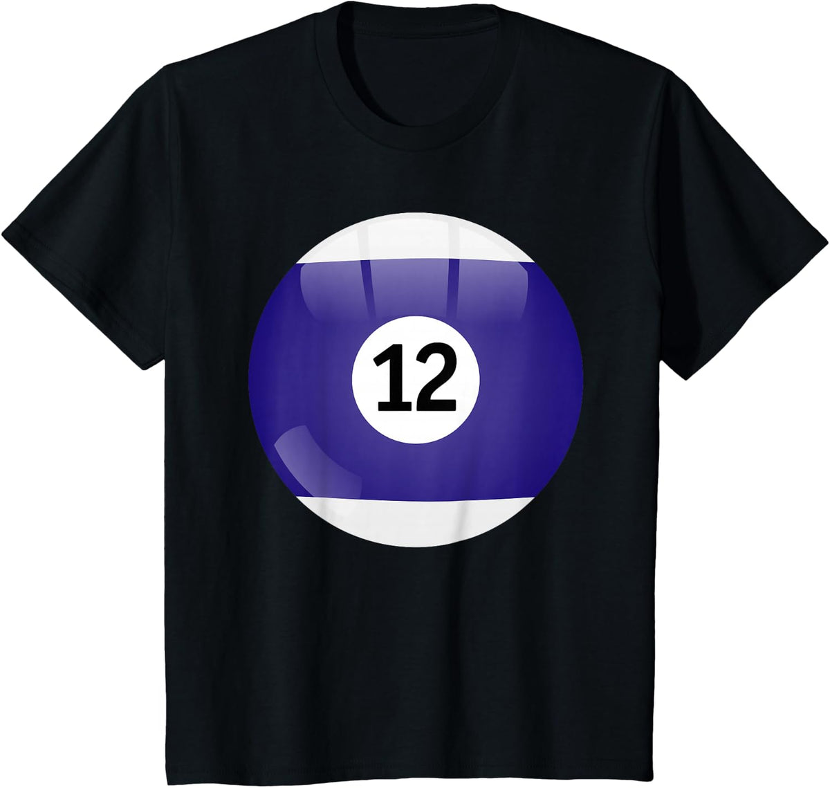Number 12 pool ball, billiards. Pool Ball T-Shirt - Black