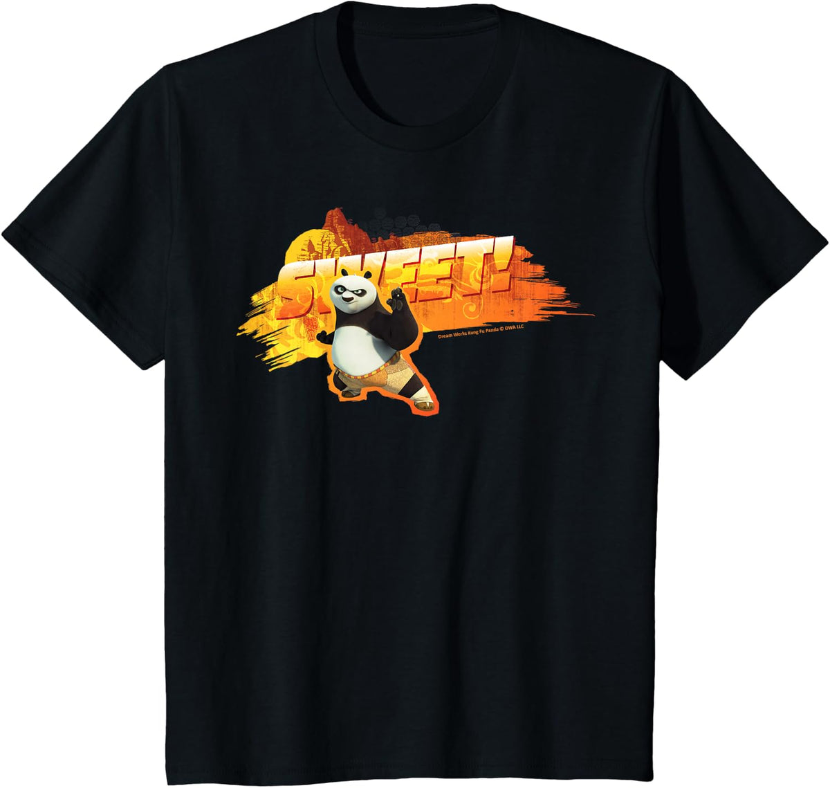 Kungfu Panda Sweet Enthusiastic Art T-Shirt - Black