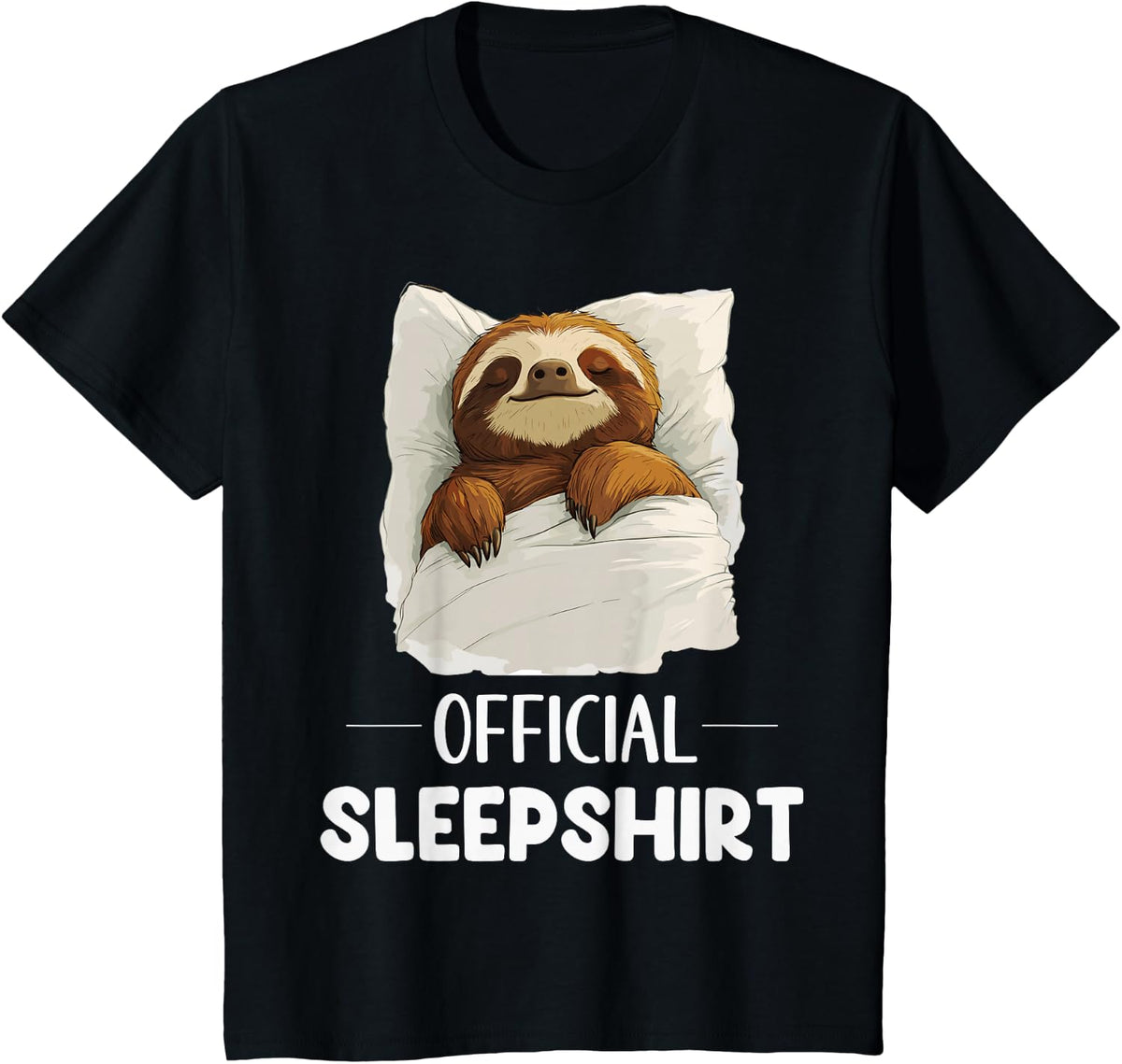 Official Sleepshirt Cute Sleeping Sloth Animal Lover Pyjamas T-Shirt - Black