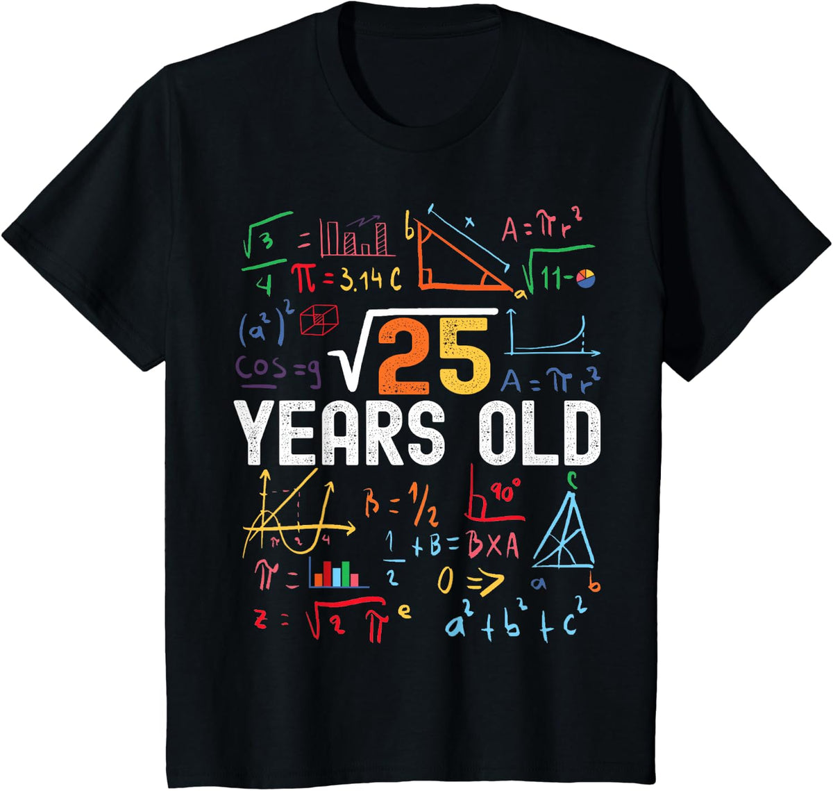 Square Root of 25 5th Birthday 5 Years Old Birthday T-Shirt - Black