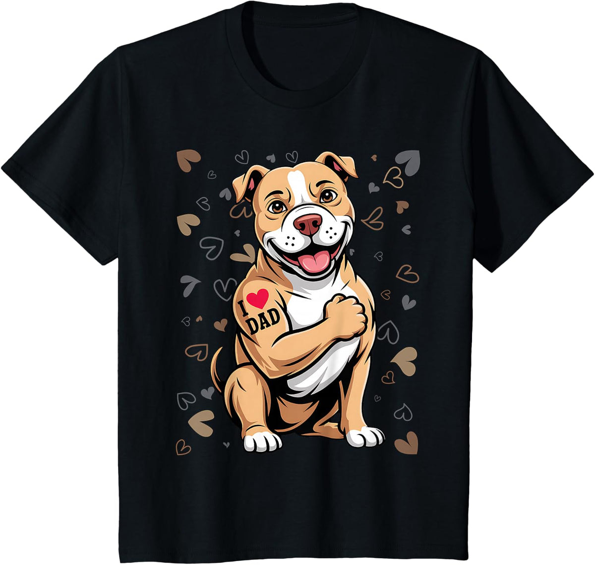 Pitbull I Love Dad Pit Bull Terrier Pettie Dog Owner Father T-Shirt - Black