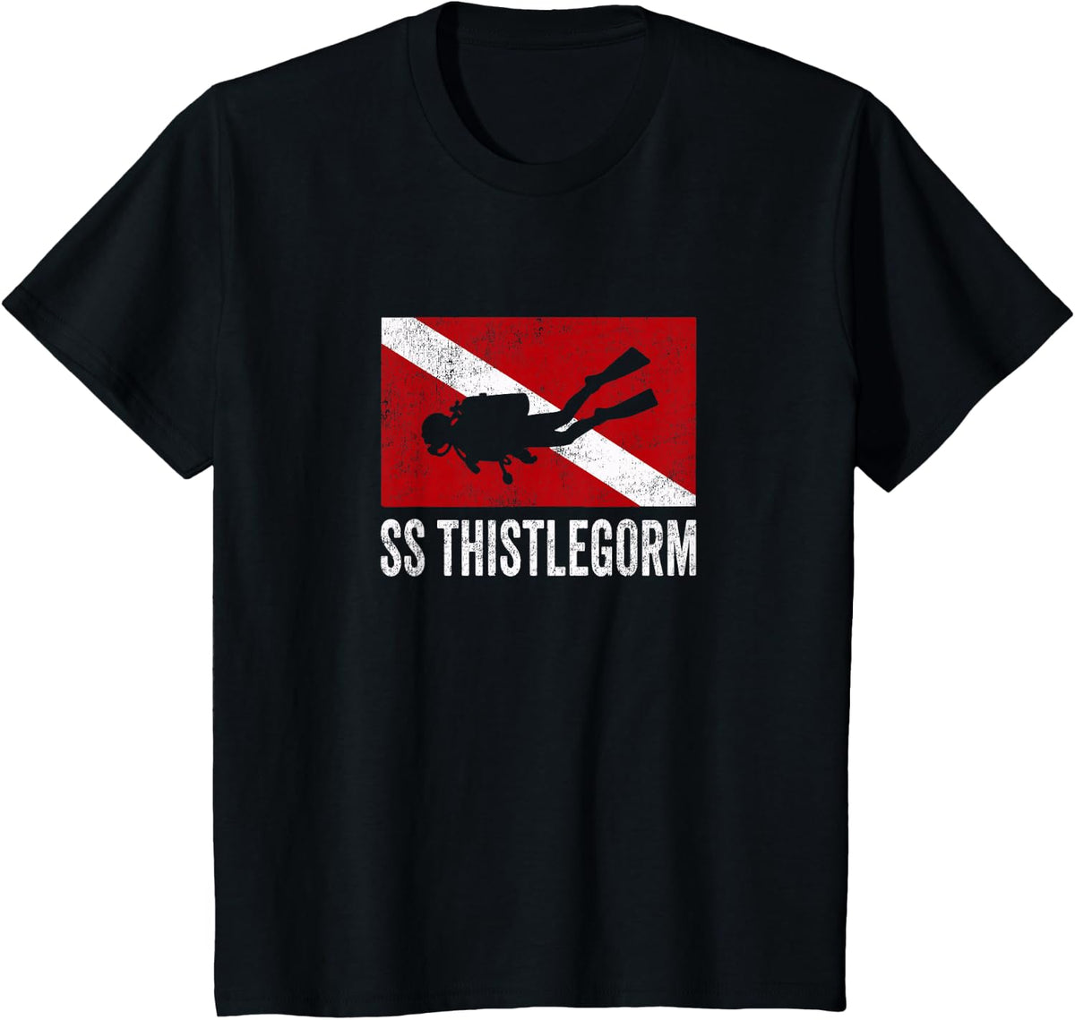 SS Thistlegorm Scuba Diving Diver Dive Flag Gift T-Shirt - Black