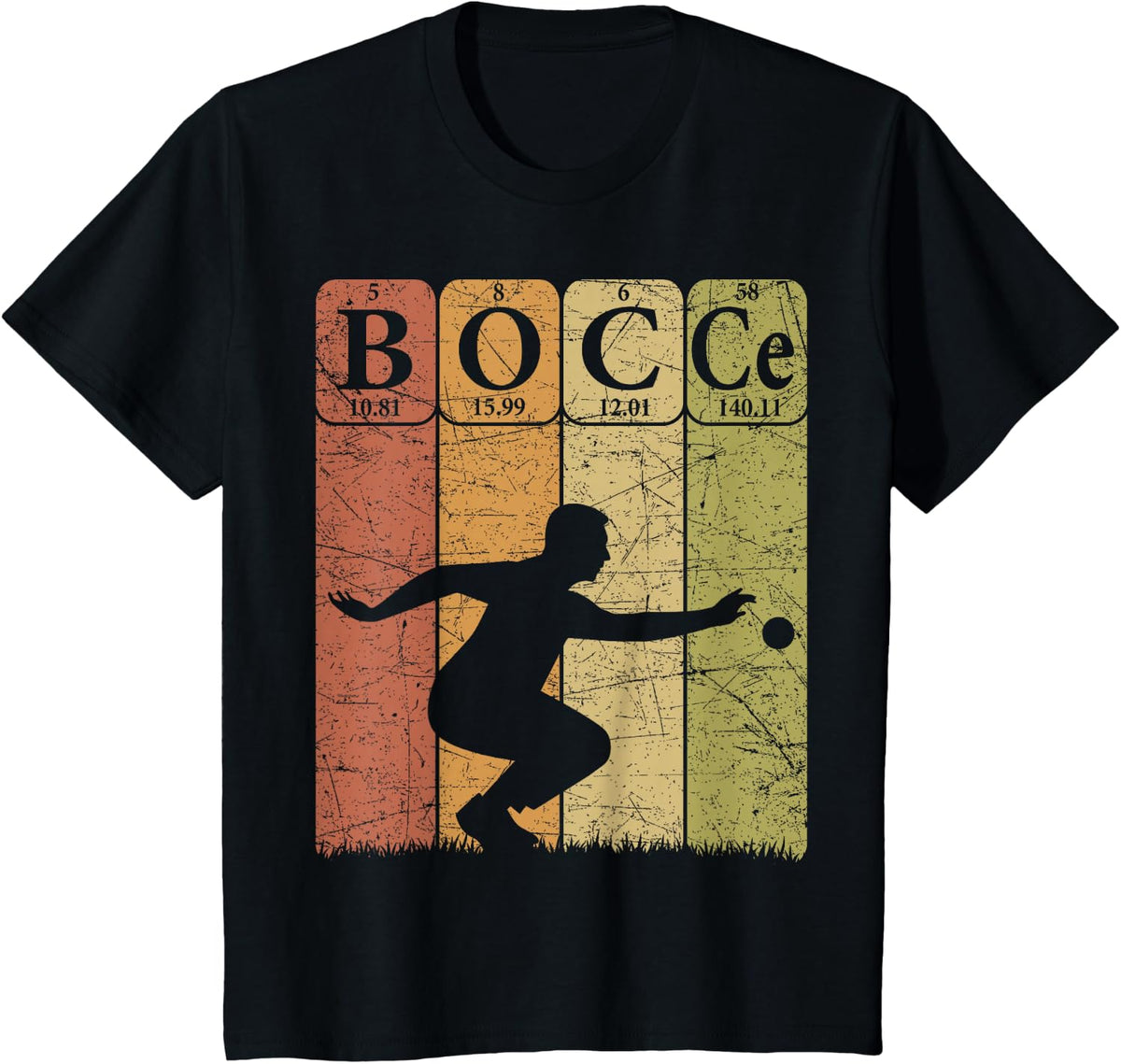 Bocce Periodic Table Elements Bocce Player Petanque Vintage T-Shirt - Black