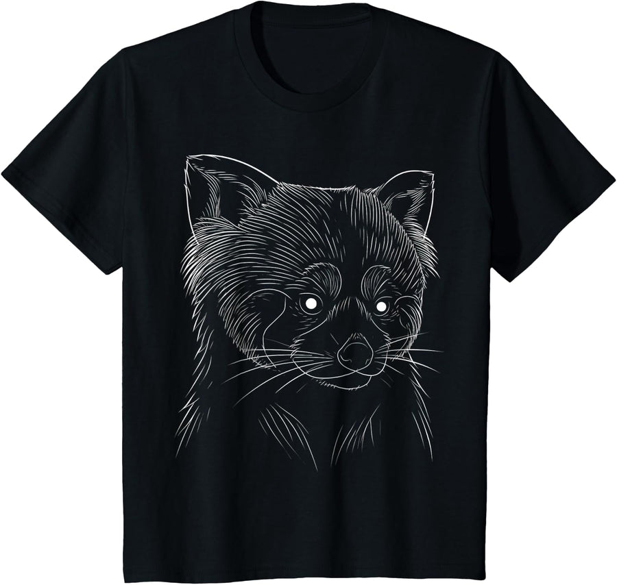 Red Panda Design Art Animal T-Shirt - Black