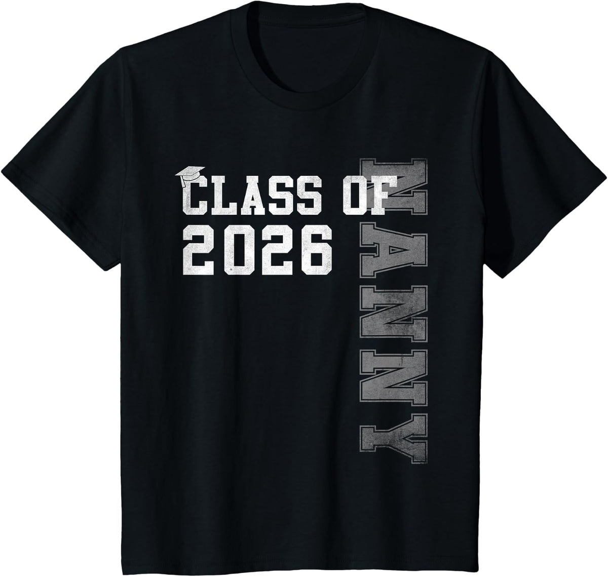Proud Nanny Of A 2026 Graduate Grad Senior Graduation T-Shirt - Black