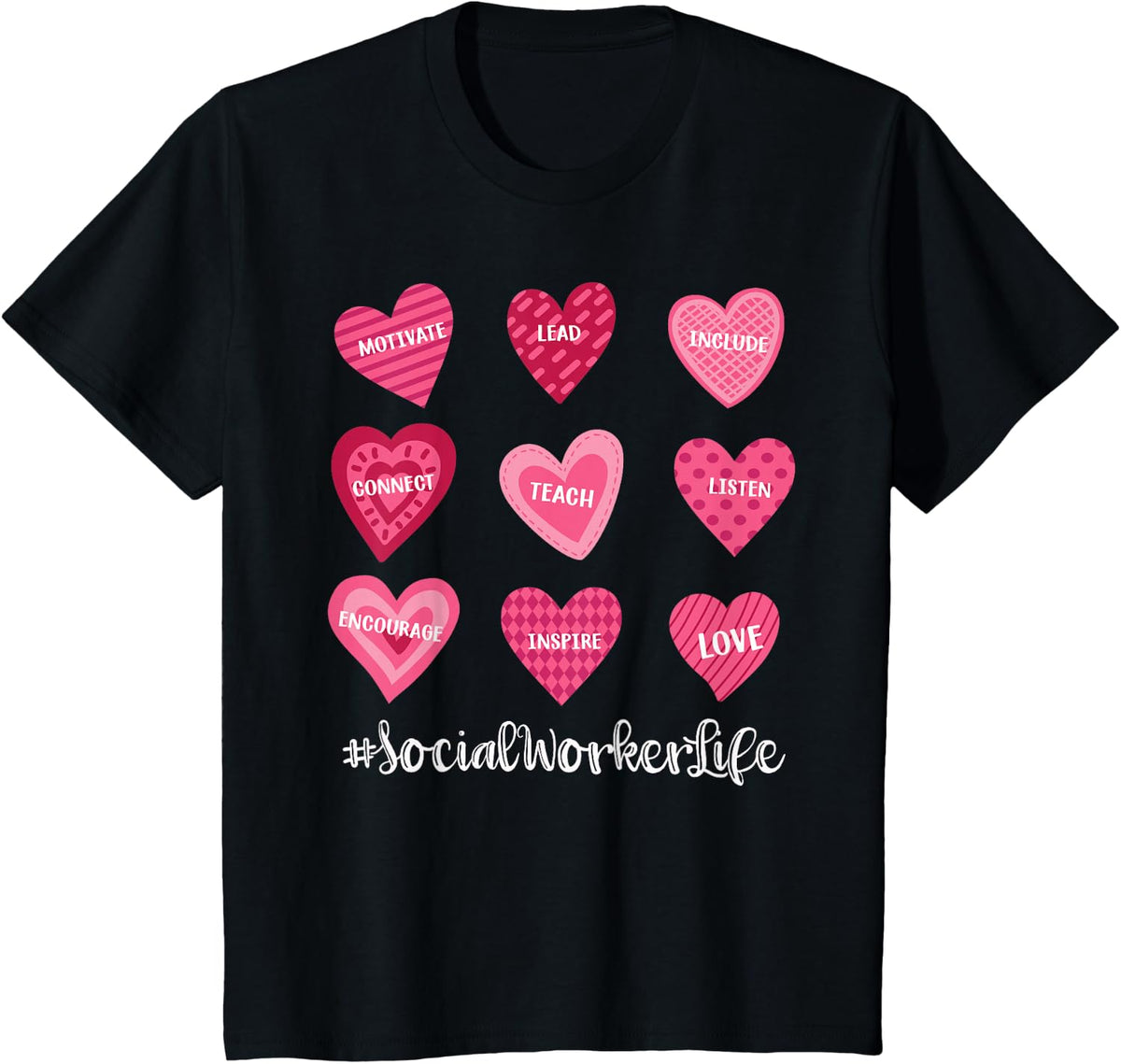 Social Worker Teacher Candy Sweet Heart Love Valentines Day T-Shirt - Black