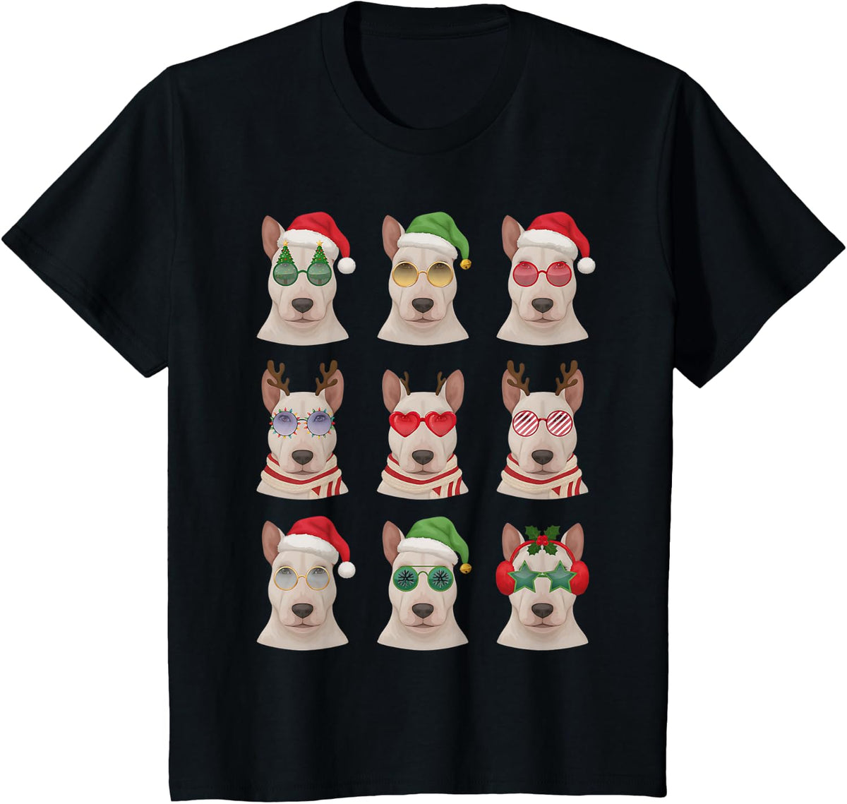 Bull Terrier Funny Christmas Pajama Cute Dog Owner T-Shirt - Black