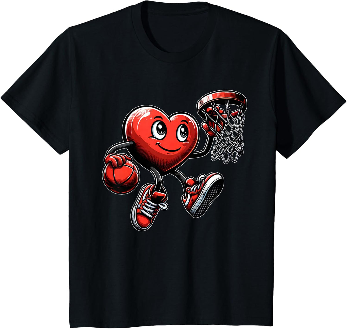 Valentine's Day Heart Basketball Team Player T-Shirt - Black