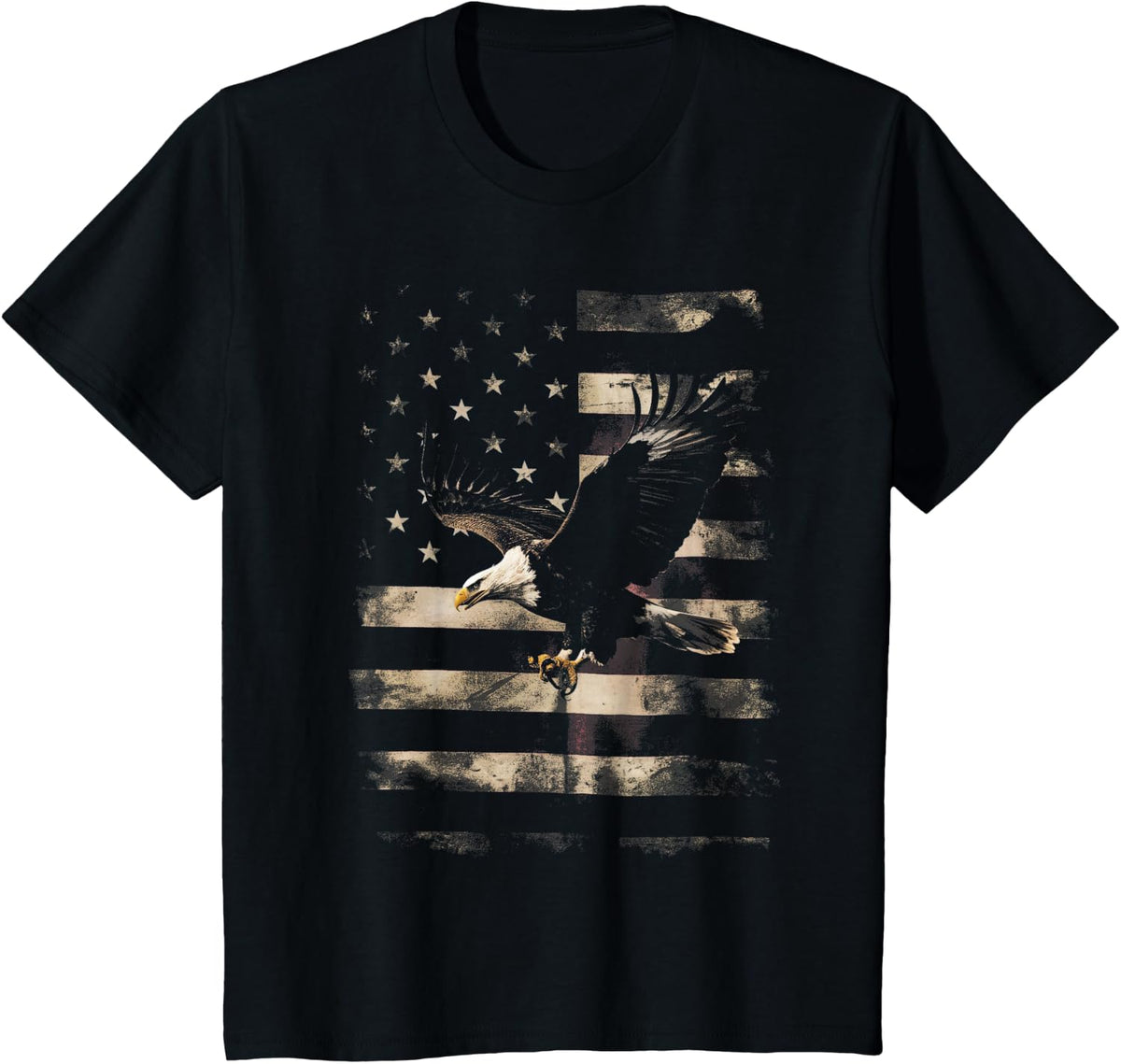 Bald Eagle 4th of July USA Flag Patriotic Distressed Gifts T-Shirt - Black