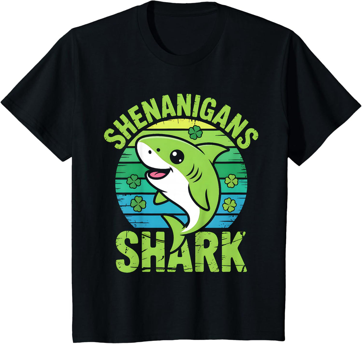 Shark St Patricks Day Shark Shenanigans Cute Animal Lover T-Shirt - Black