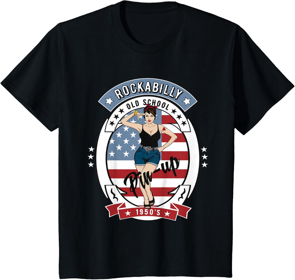 Retro 50s Rockabilly Clothing 1950s Gifts Rocker Pinup Shirt T-Shirt - Black