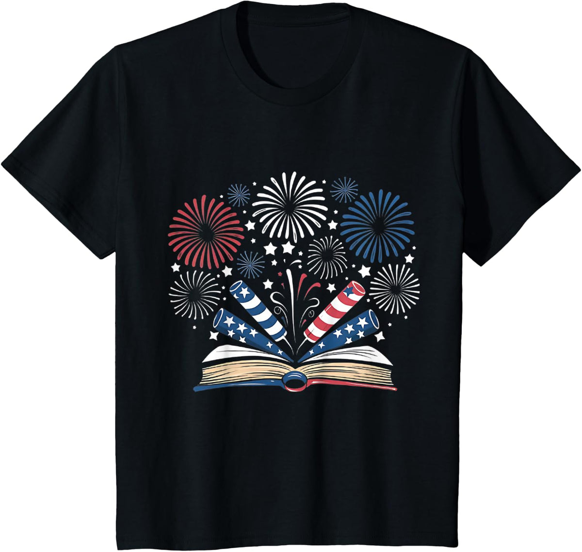 Librarian 4th July Book lover bookworm patriotic books T-Shirt - Black