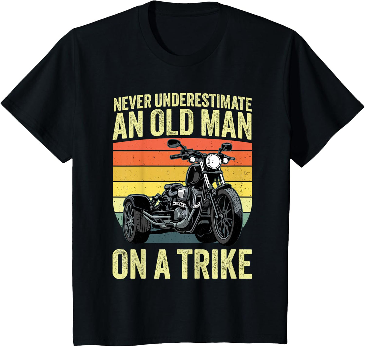 Funny Trike Design for Grandpa Papa Men Three Wheel Trike T-Shirt - Black
