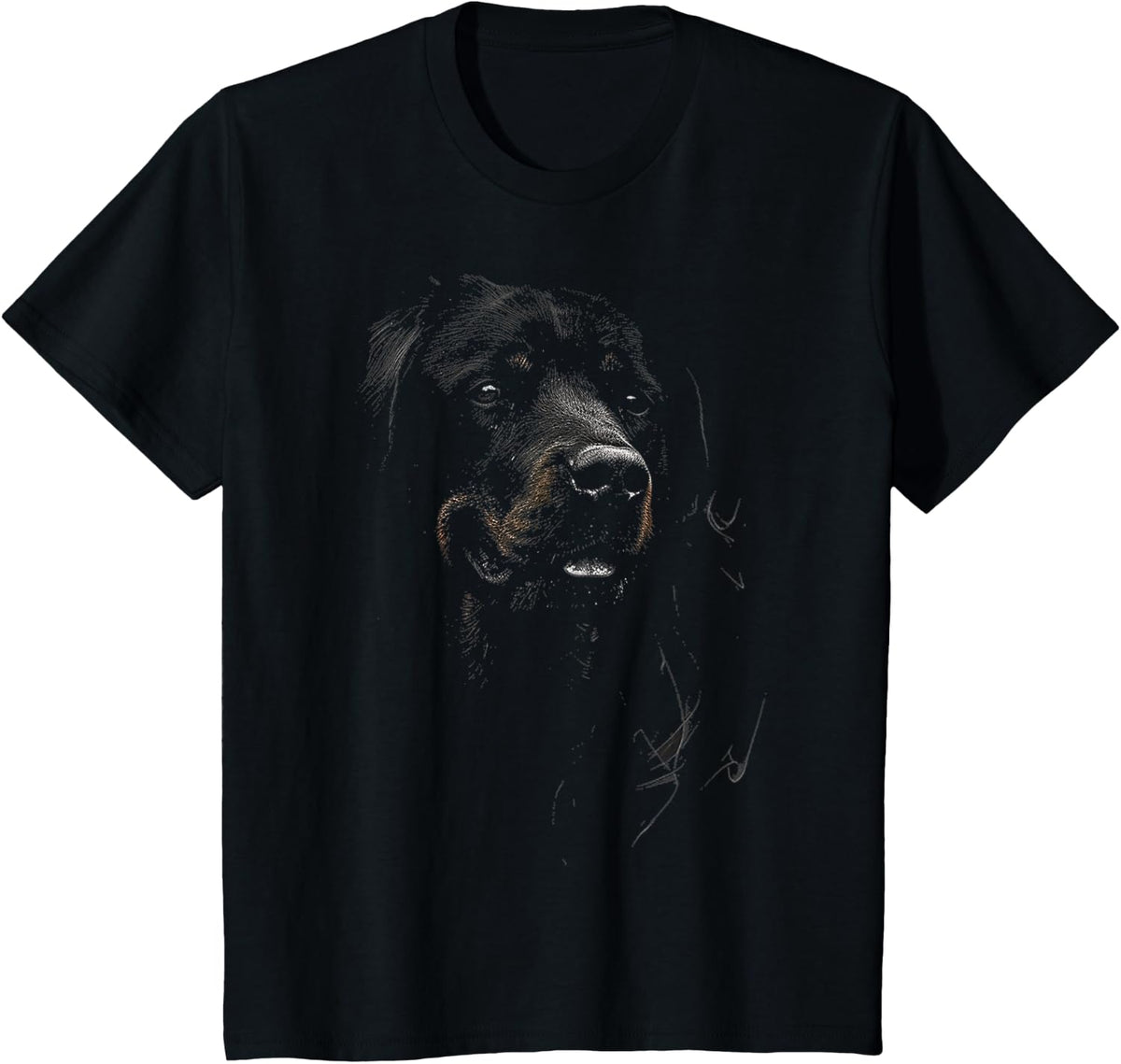 Rottweiler Dog Motif Pet Artwork T-Shirt - Black