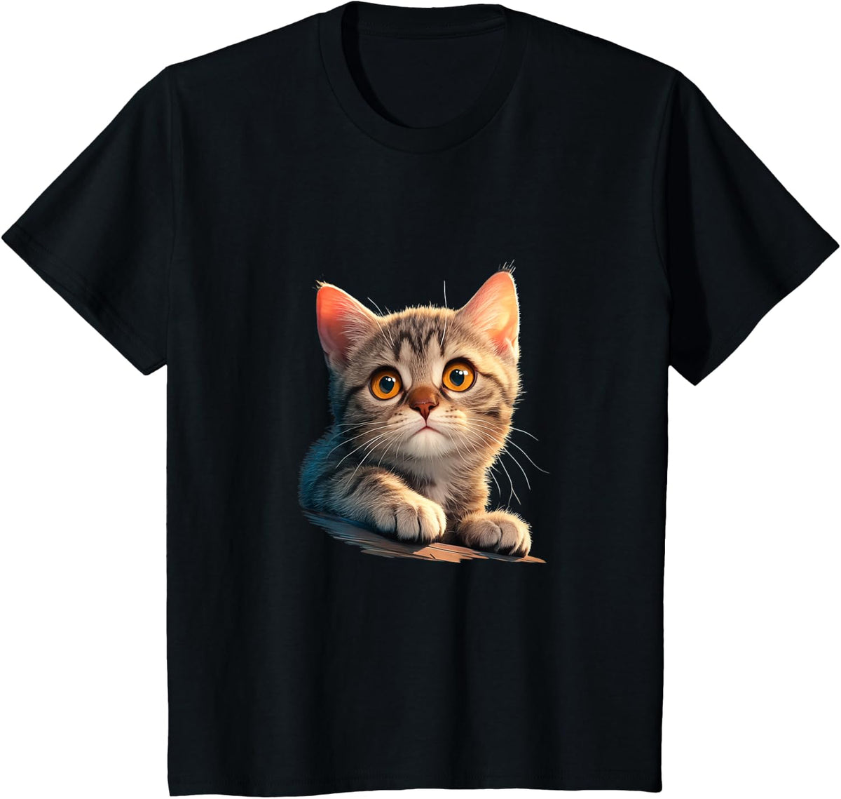 Adorable Realistic Kitten Cat Lovers Design T-Shirt for Men Women Kids - Black