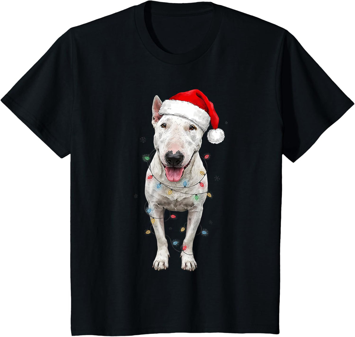 Cute Bull Terrier Santa Hat Dog Mom Dad Christmas Men Women T-Shirt - Black
