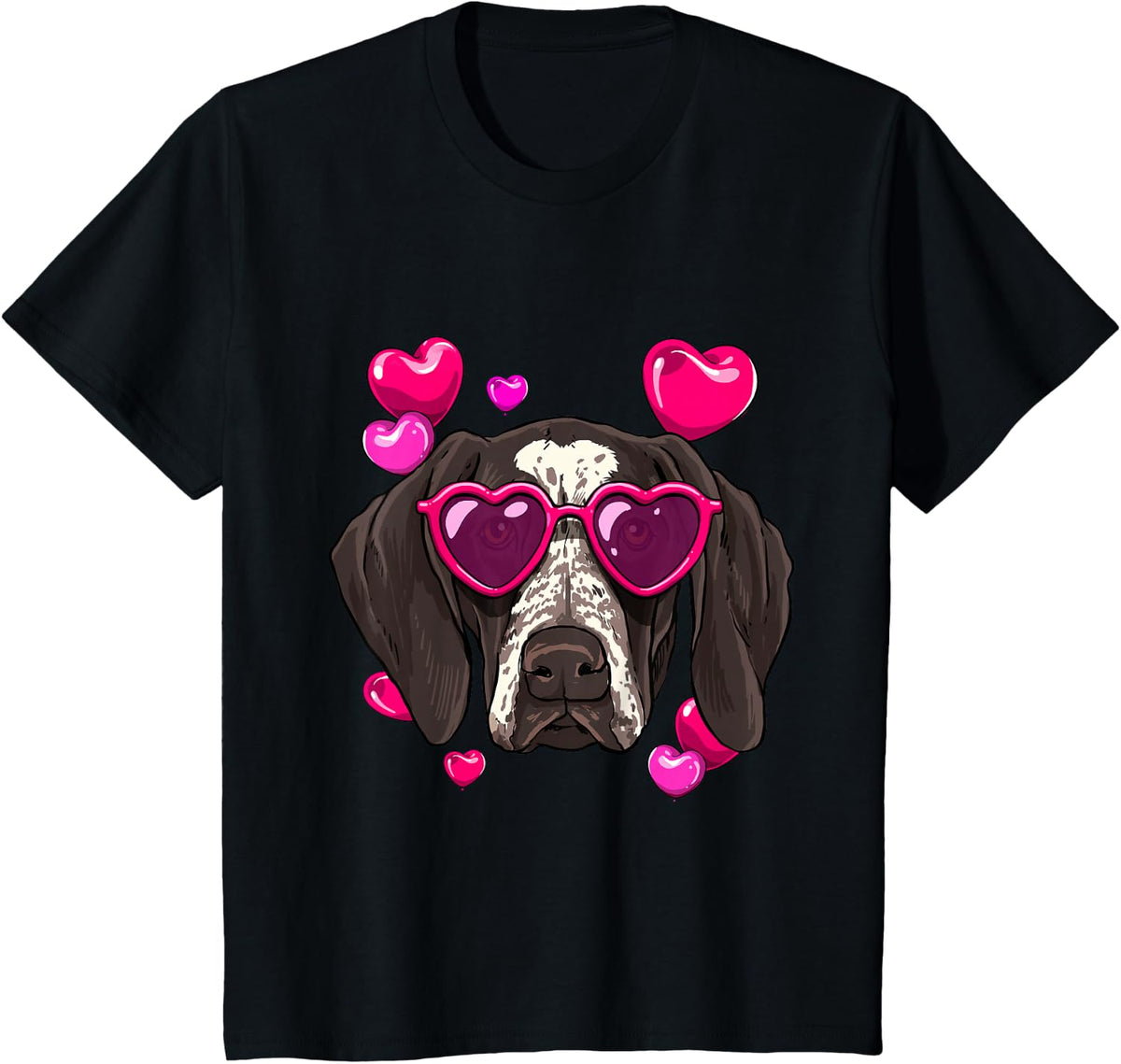 Valentines Day German Shorthaired Pointer Heart Couples GSP T-Shirt - Black