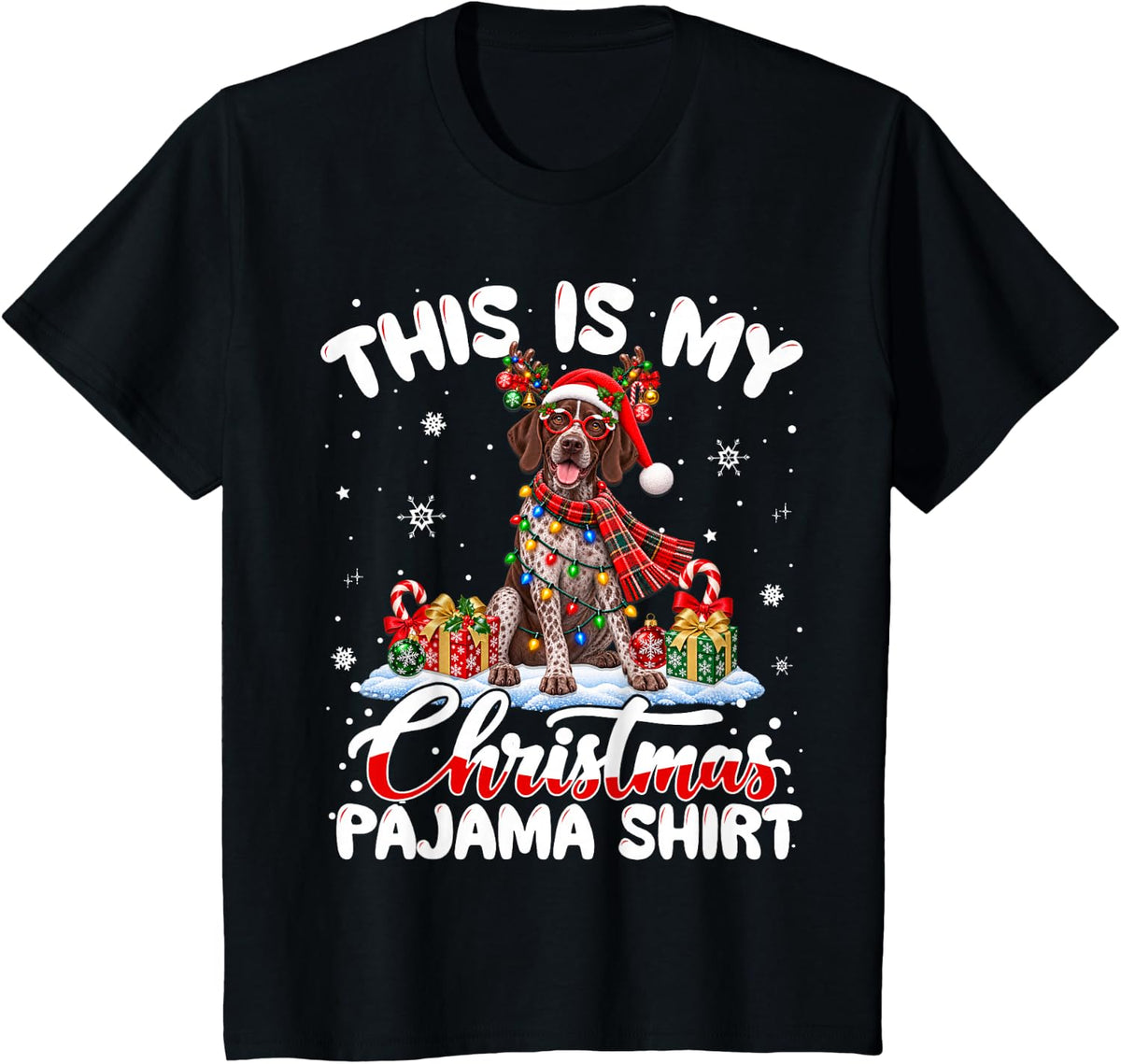 This is My Christmas Pajama Shirt German Shorthaired Pointer T-Shirt - Black