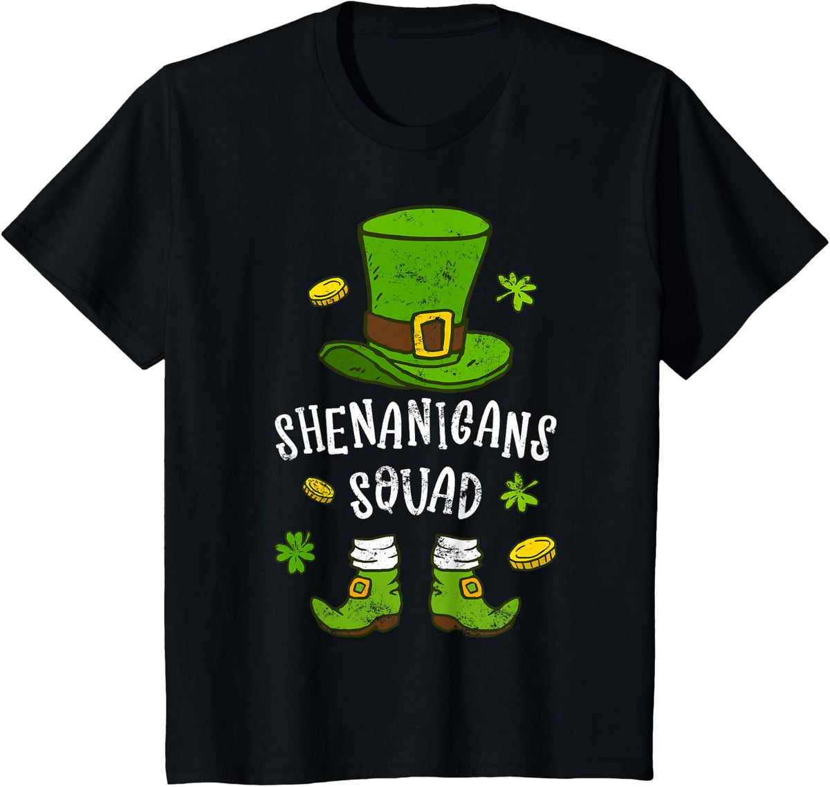 Funny St Patricks Day Leprechaun Shenanigans Squad T-Shirt - Black