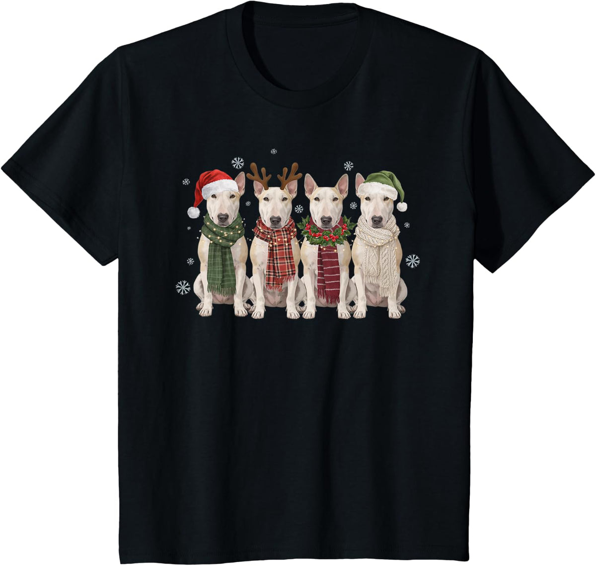 Funny Bull Terrier Christmas Squad Scarves Dog Mom Dad Lover T-Shirt - Black