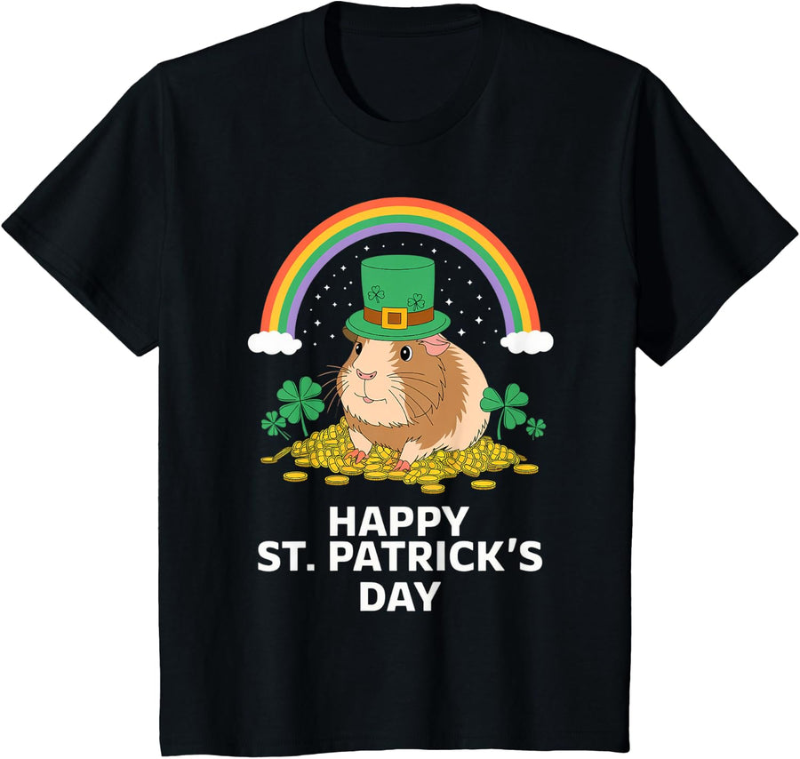 Women, Men, Kids Guinea pig St Patrick's Day T-Shirt - Black