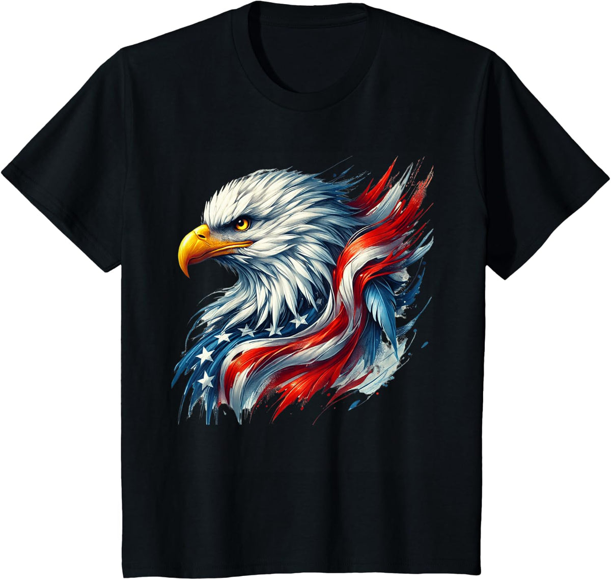 4th of July USA Flag Bald Eagle Patriotic Pride Men Boys T-Shirt - Black