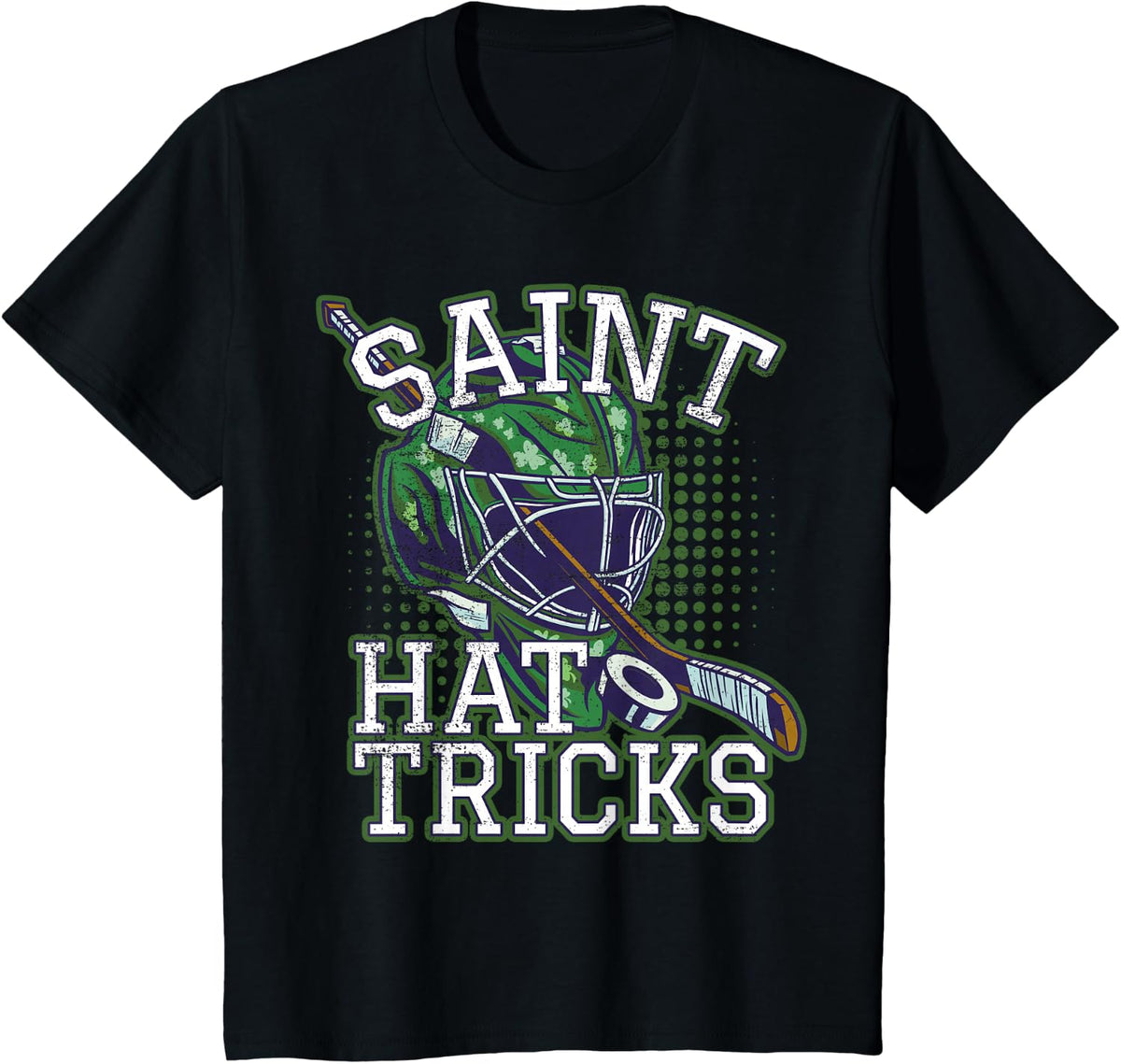 Ice Hockey Player St. Patricks Day Puckster T-Shirt - Black