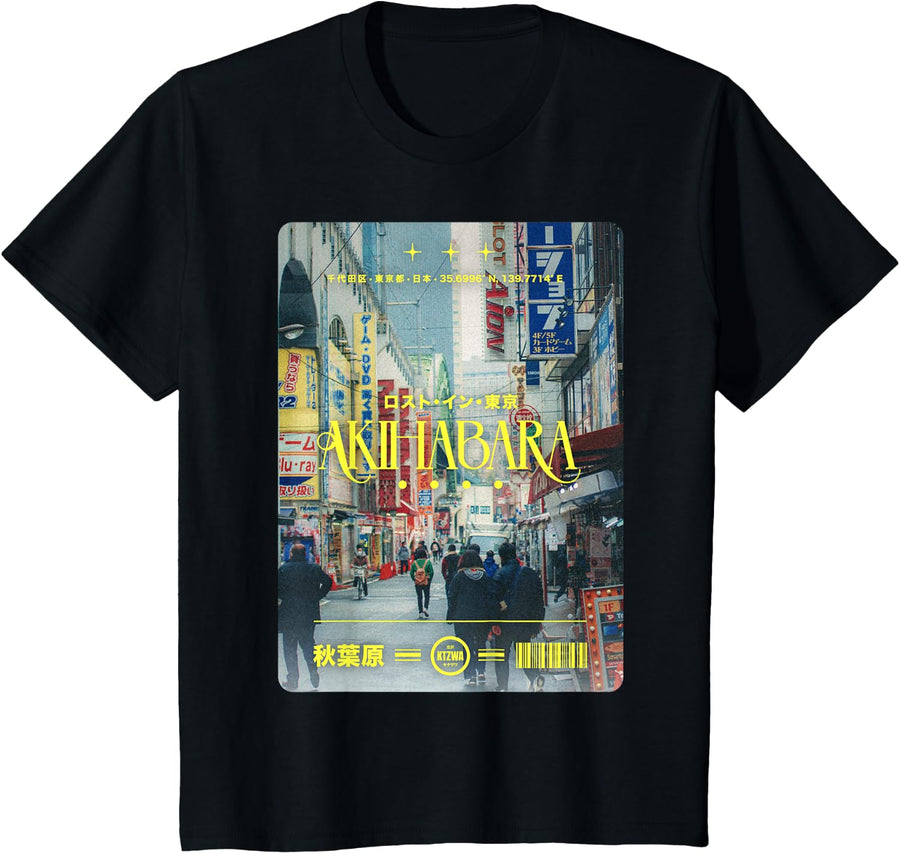 Japanese Tokyo Cyberpunk Art Streetwear Retro Graphic Tee T-Shirt - Black