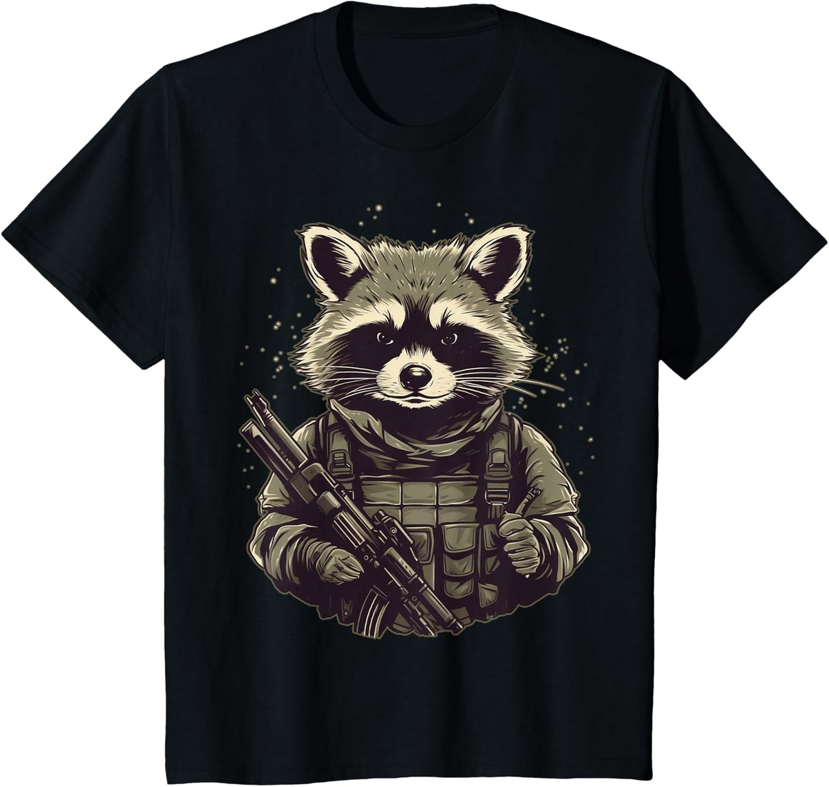 Soldier Raccoon Army Military Raccoon T-Shirt - Black