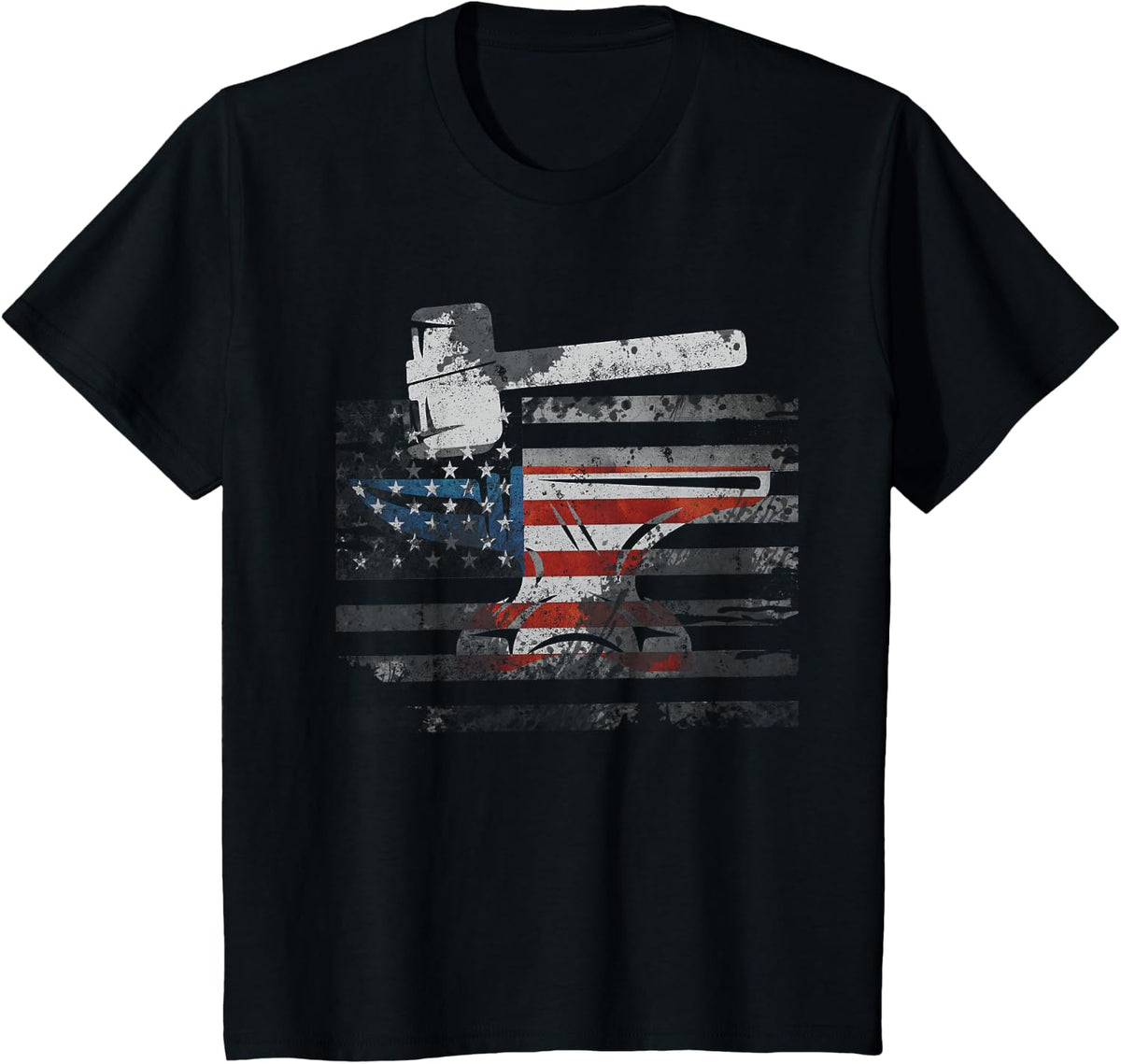 Funny Celebrate Anvil Independence Blacksmith Shirt T-Shirt - Black