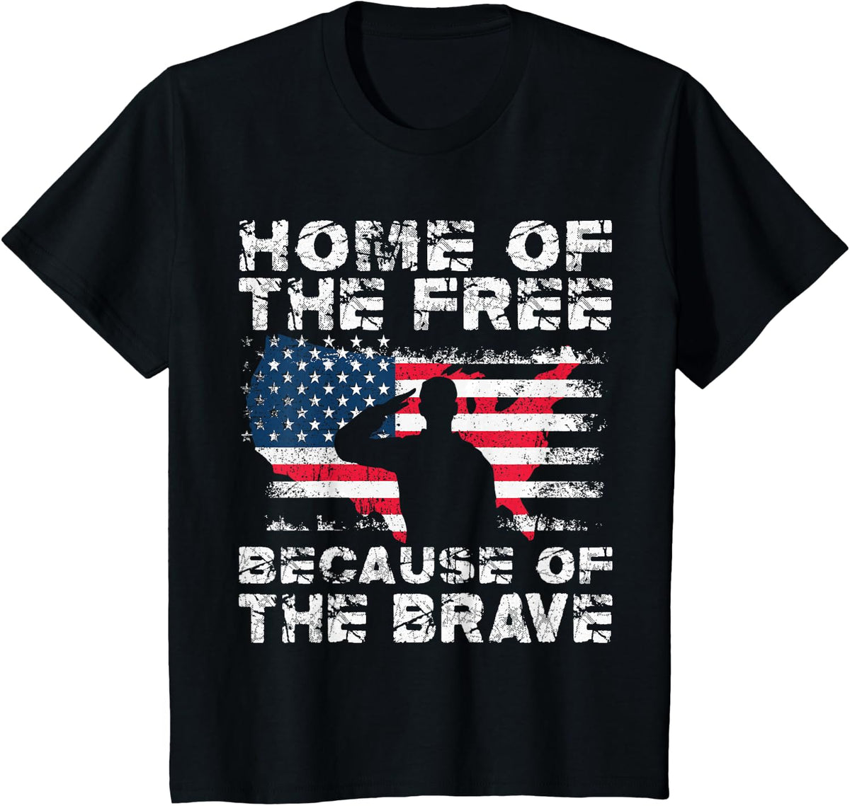 Home of The Free Because of The Brave Vintage Military T-Shirt - Black
