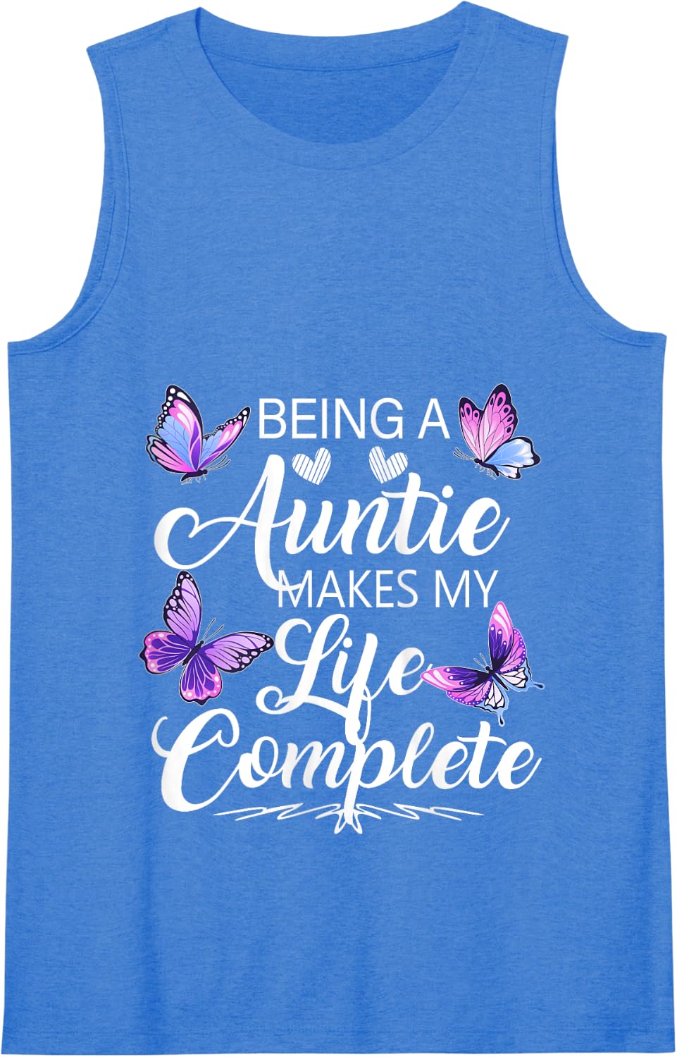 Womens Being A Auntie Makes My Life Complete Butterflies Tee Tank Top - Royal Blue