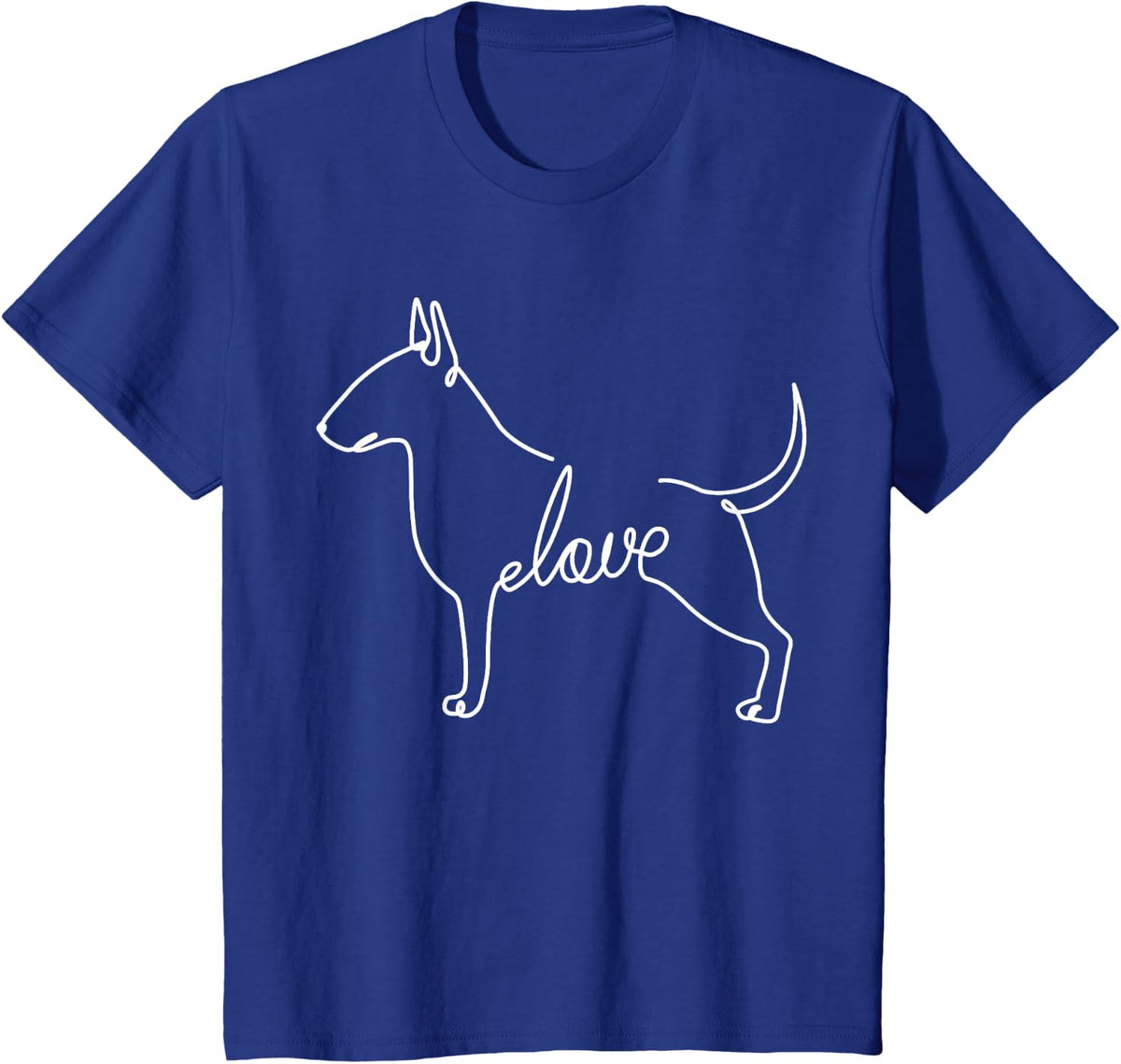 Bull Terrier Love Bully Dog Love Single Line Art Sketch T-Shirt - Royal Blue