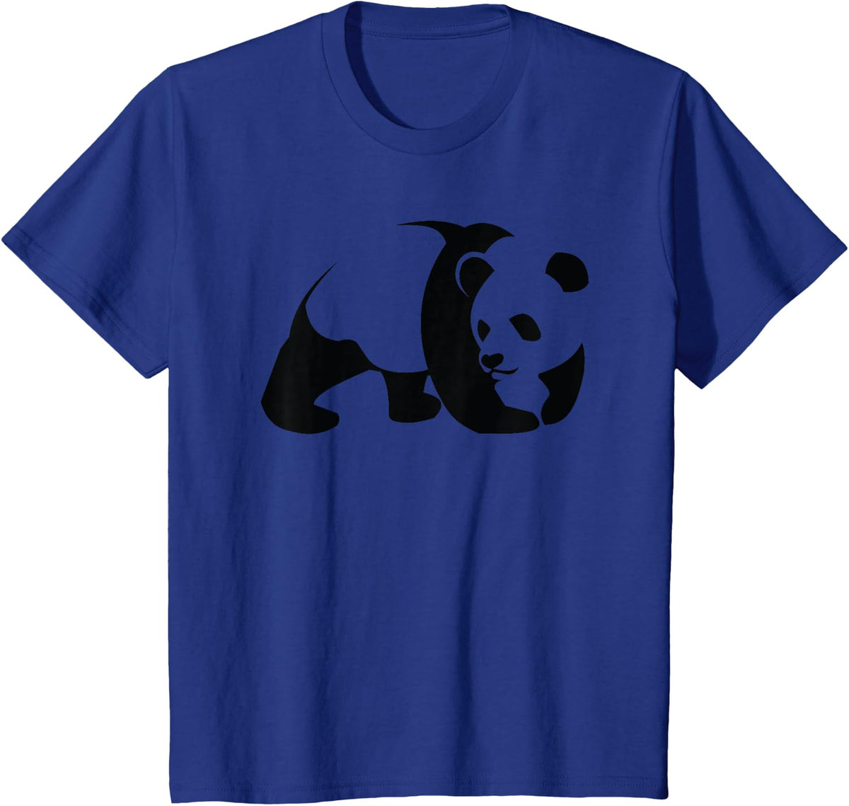 Cute Panda Minimalist Art Tee Black White Animal T Shirt for Men Women - Royal Blue