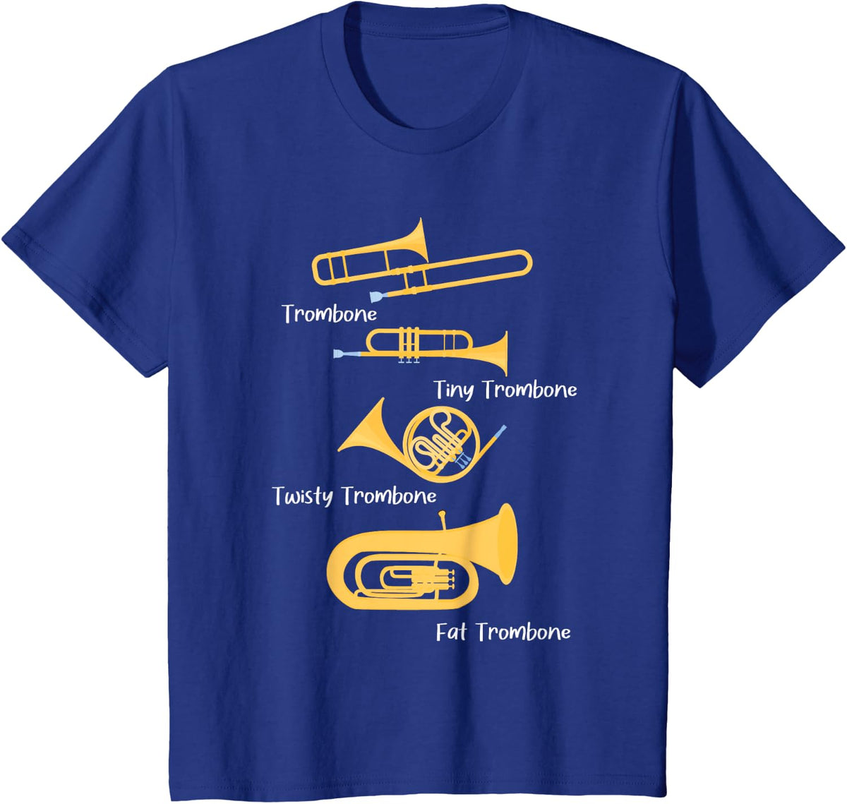 Types Of Trombones - Trombonist Jazz Music Player T-Shirt - Royal Blue