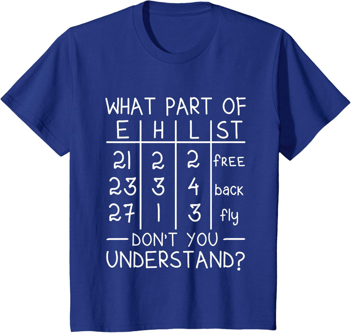Swimming Swimmer What Part Don't You Understand Swim Team T-Shirt - Royal Blue